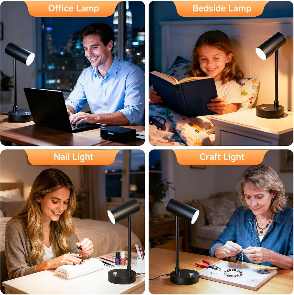 ShineTech LED Desk Lamp for Home Office, Dimmable Table Lamp with 3 Color Modes & Adjustable Brightness, USB-C Port, Touch Control…
