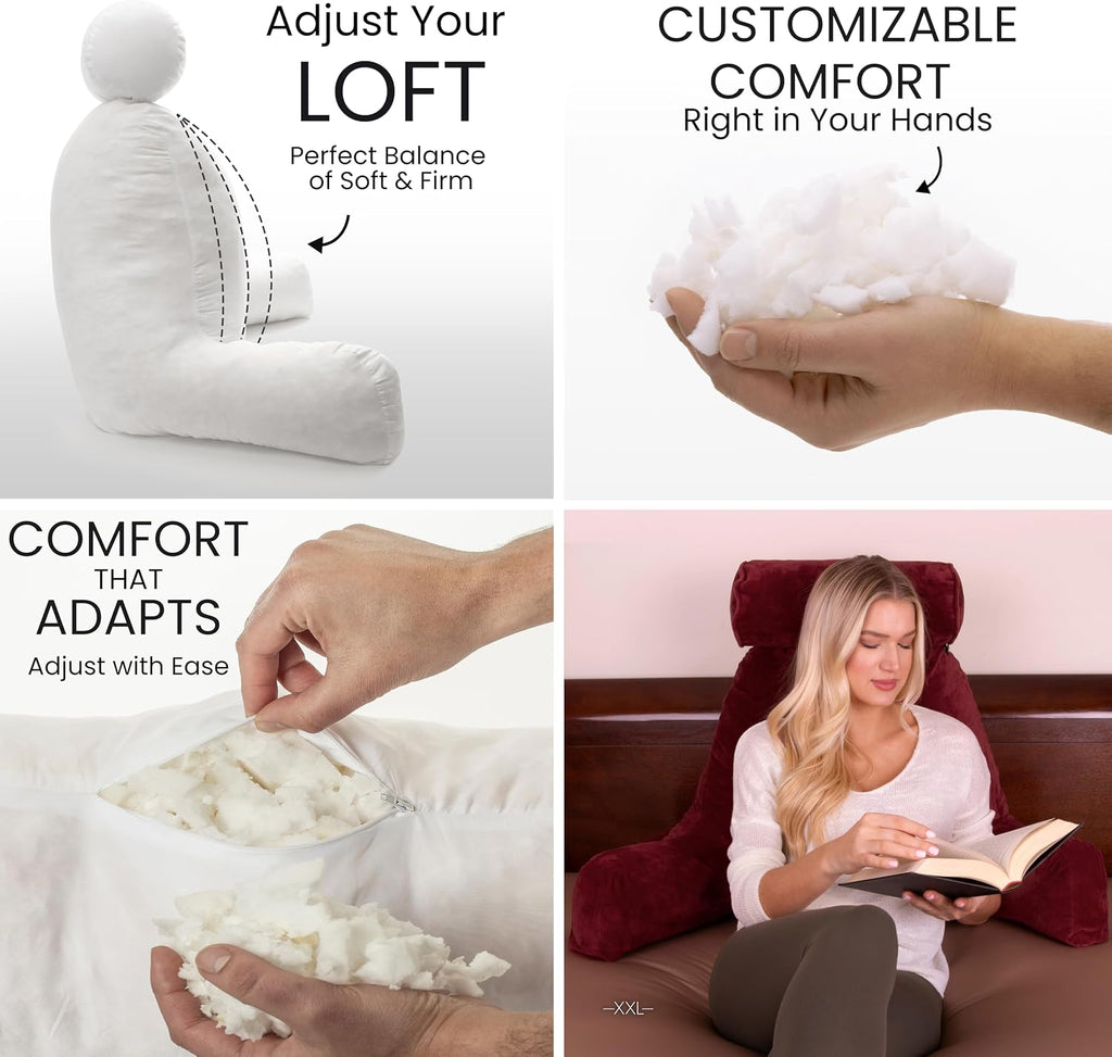 Husband Pillow XXL The Original for Adults - 30" Tall Backrest for Sitting Up in Bed - Firm Support Reading & Bed Rest Pillows for…
