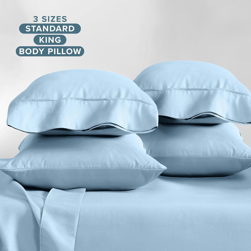BareHome Bare Home Microfiber King Pillowcase Set of 4 - Light Blue, 20x40 Blue