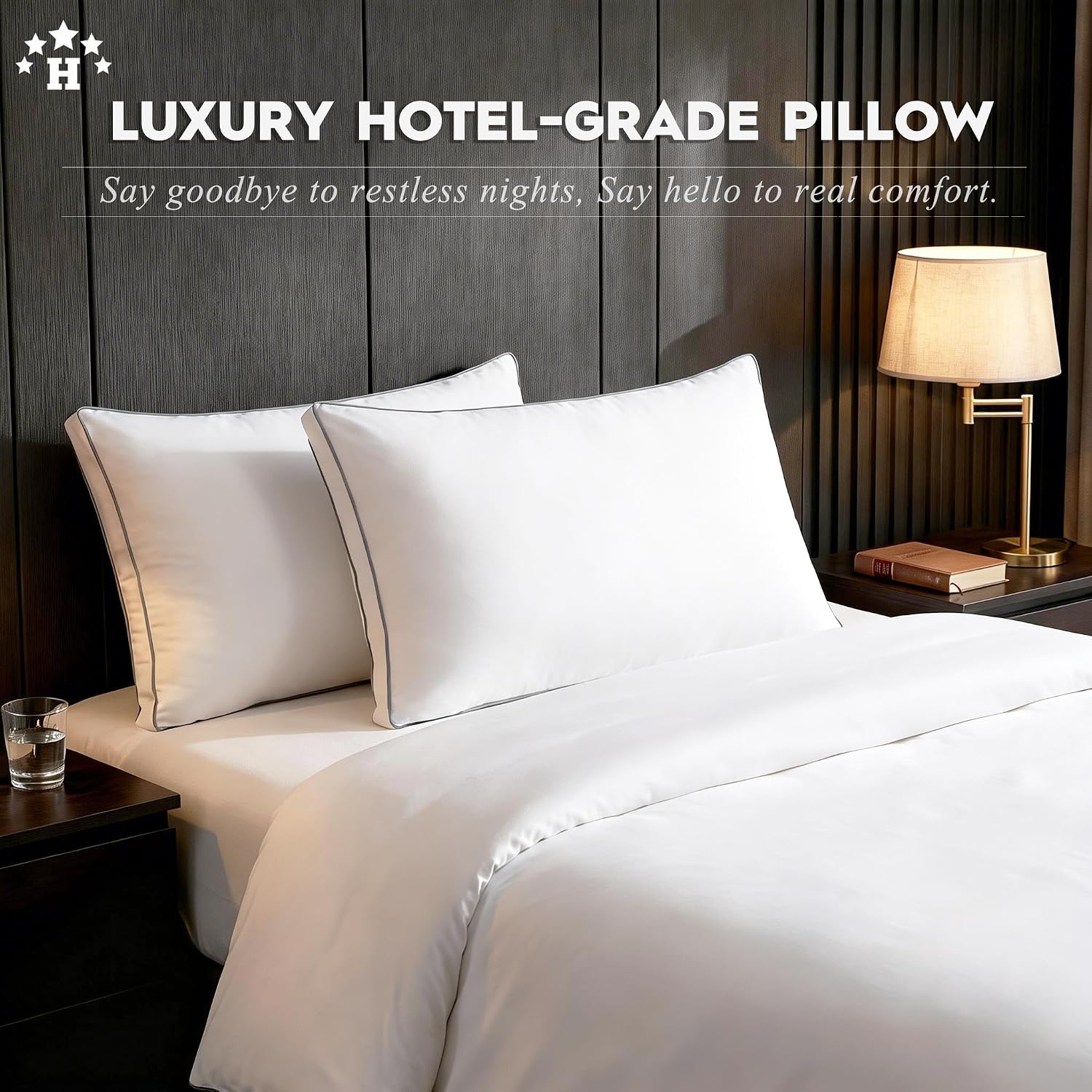 Ubauba Goose Feather Down Fiber Pillows Queen Size Set of 2, Supportive Gusseted Luxury Hotel Pillow, Comfortable Bed Pillow for Sleeping,…