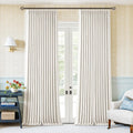 Twodrapes Ivory Beige Pleated 100% Blackout Linen Curtains 90 Inches Long for Bedroom Living Room Memory Trained Pinch Pleat Back Tab Black…