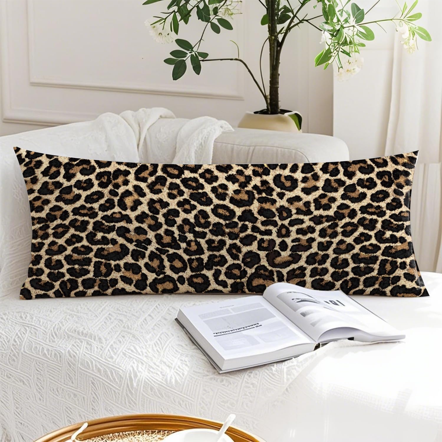 Leopard Print 20x54 Body Pillow Cover, Cheetah Print Room Decor, Trendy Girly Room Decor, Wildlife Animal Skin Theme Cheetah Decorative…