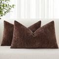 decorUhome Chenille Reddish Brown Throw Pillow Covers 12x20 Inch Set of 2, Decorative Soft Couch Pillow Covers Solid Dyed Accent Farmhouse…