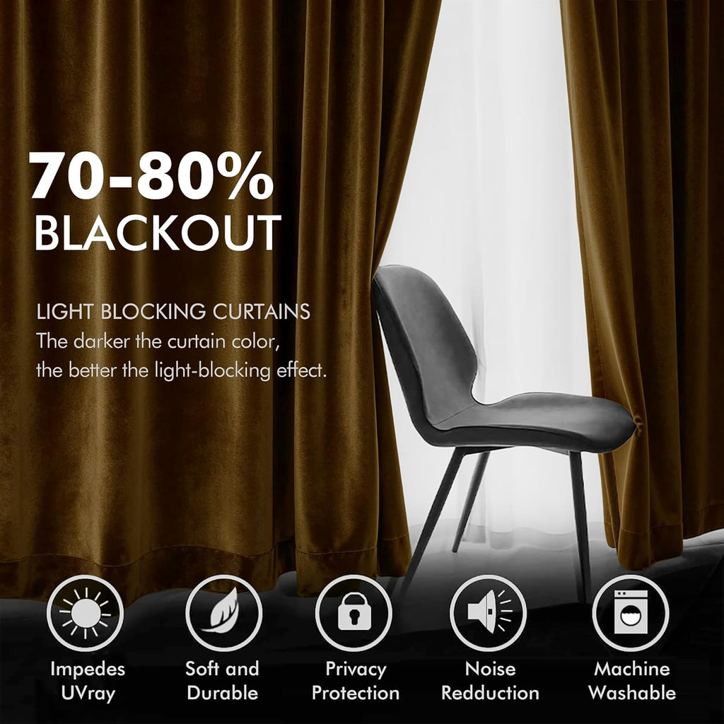 MIULEE Velvet Curtains Golden Elegant Grommet Thermal Insulated Soundproof Room Darkening Curtains/Drapes for Classical Living Room…