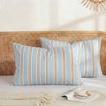 Merryword Standard Size Pillowcases, 100% Cotton Pillow Cases, Light Blue Striped Pillowcases, Soft Breathable Ribbon Stripe Pillow Covers,…
