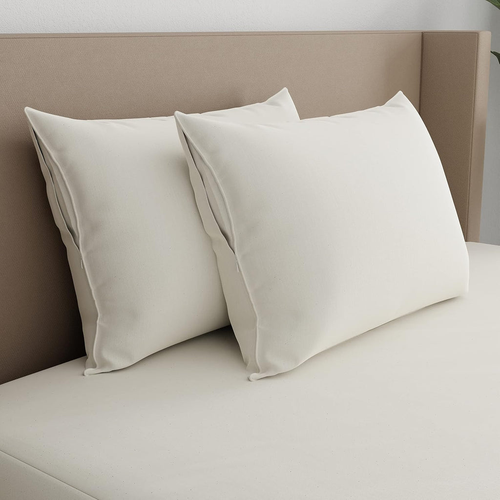 AllerEase Organically Grown Soft Cotton Allergy Defense Zippered Pillow Protector- King - 2 Pack 2 Pack Cotton