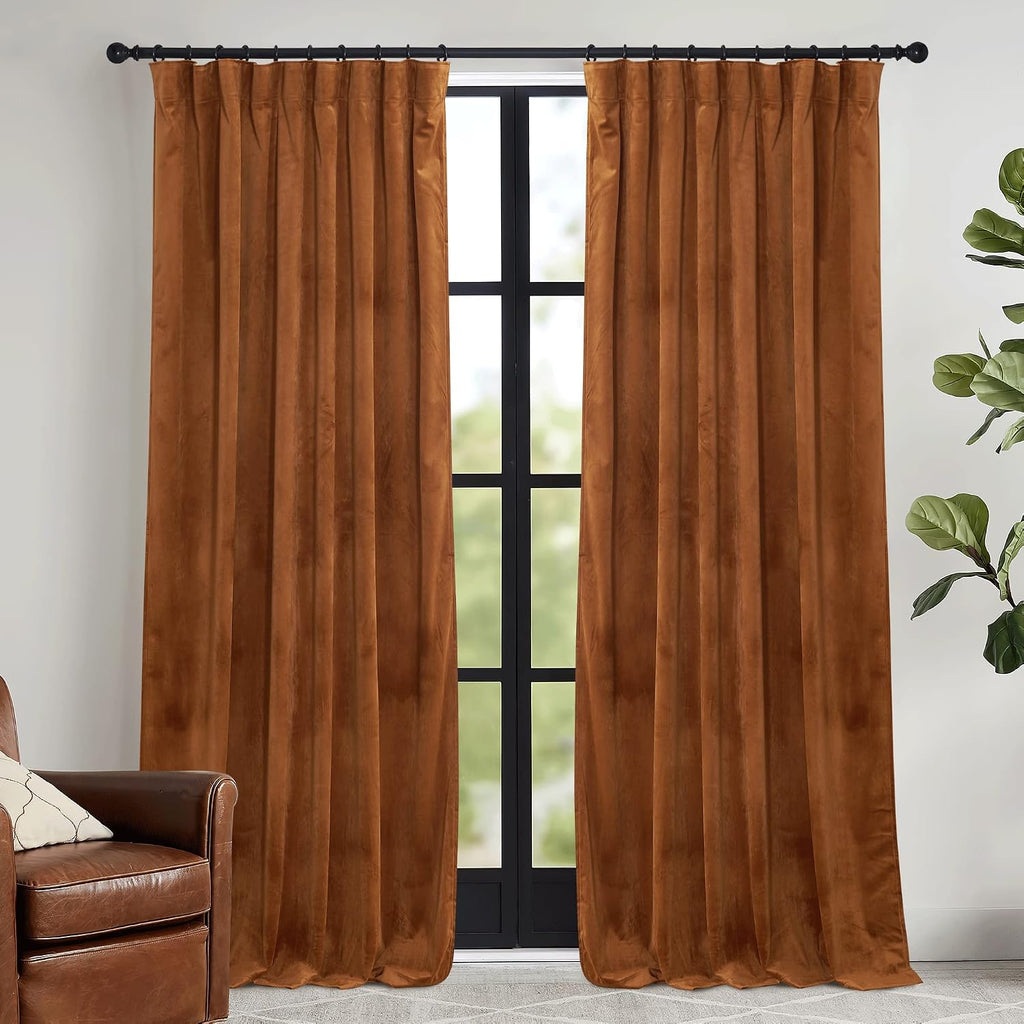 Rybhome RYB HOME Velvet Curtains 108 inch, Room Darkening Window Curtains for Living Room Thermal Insulated Privacy Backdrop with Back Tab…