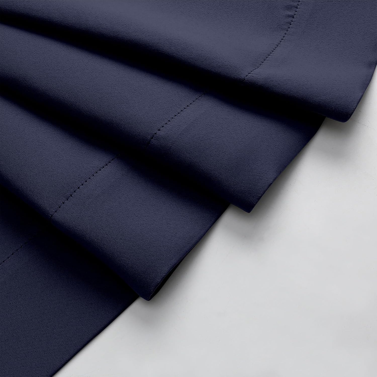 WelvetBLK Navy Blue Room Darkening Curtains for Bedroom Living Room 45 Inch Length 2 Panels Set, Soft Solid Thermal Insulated Rod Pocket Sh…