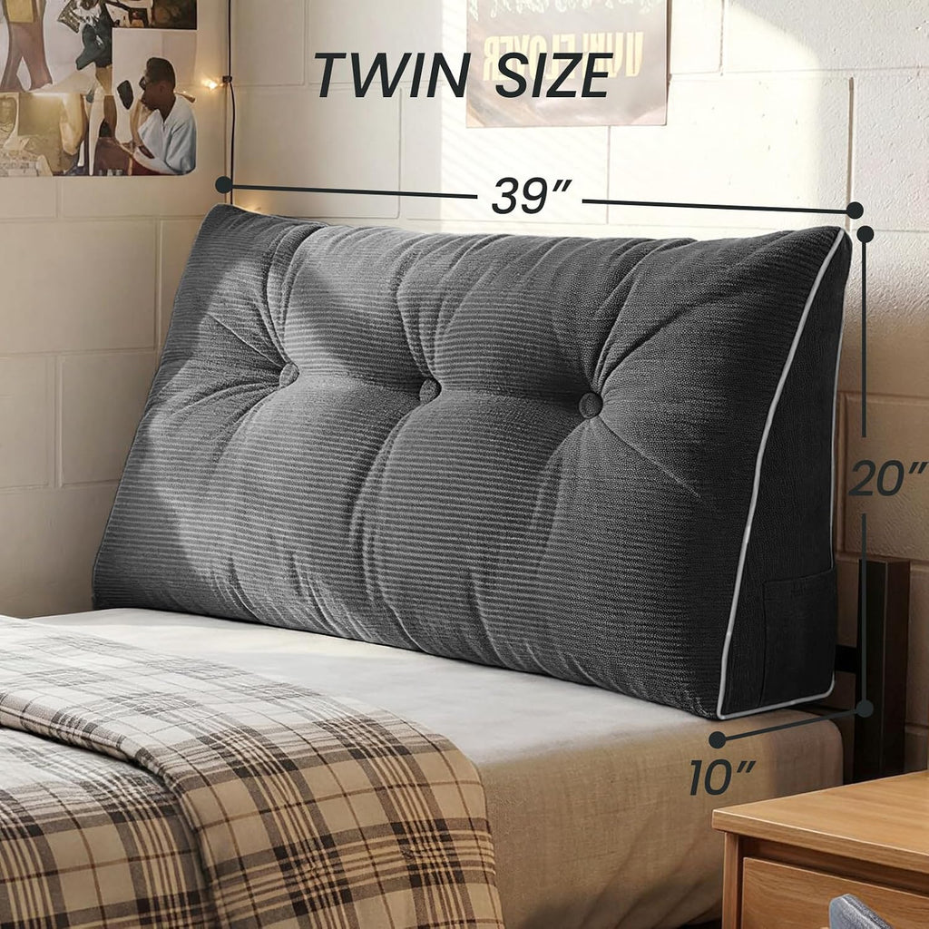 Sasttie Headboard Pillow Twin/Twin XL, Wedge Pillow Headboard for Dorm, Triangular Daybed Backrest Cushion for Sitting or Reading in Bed, w…