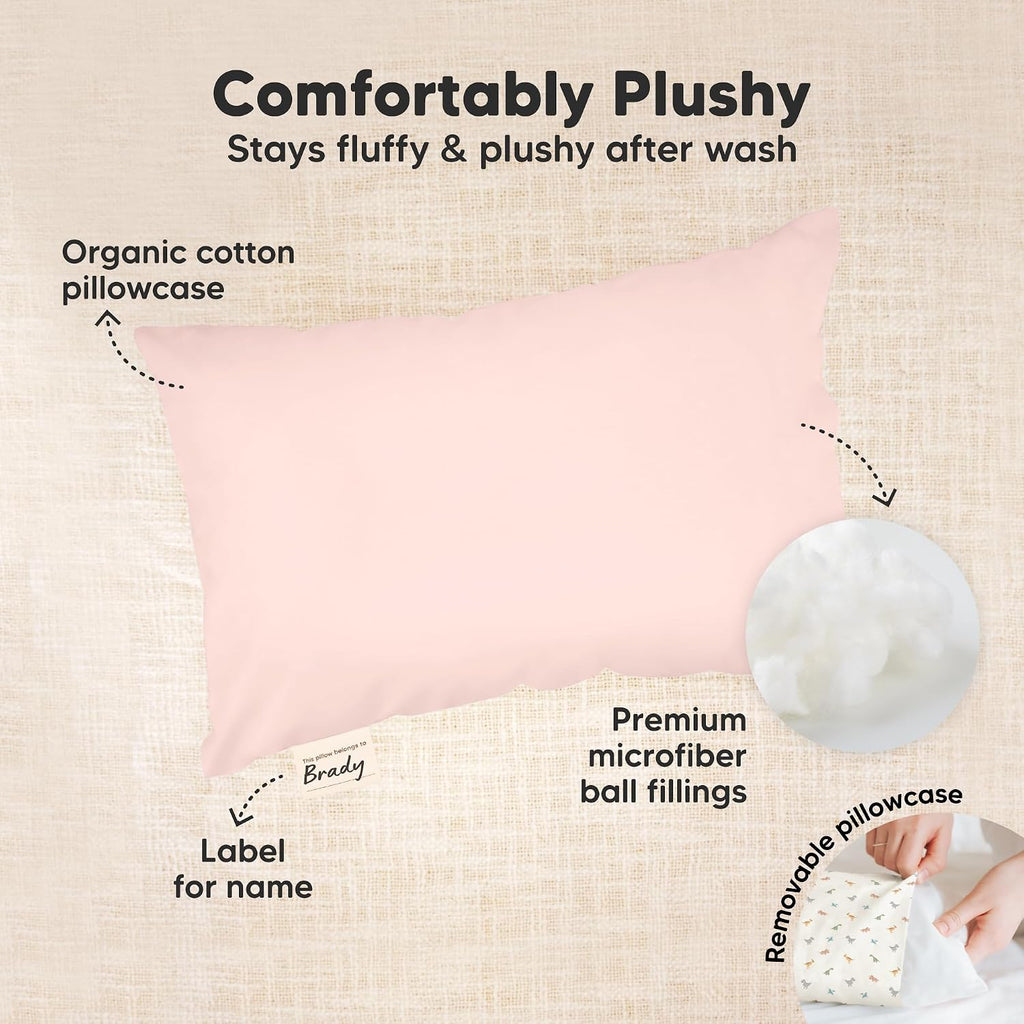 Mini Toddler Pillow with Pillowcase - 9x13 My Little Dreamy Travel Kids Pillow for Sleeping, Toddler Bed, Small, Tiny, Organic Cotton…