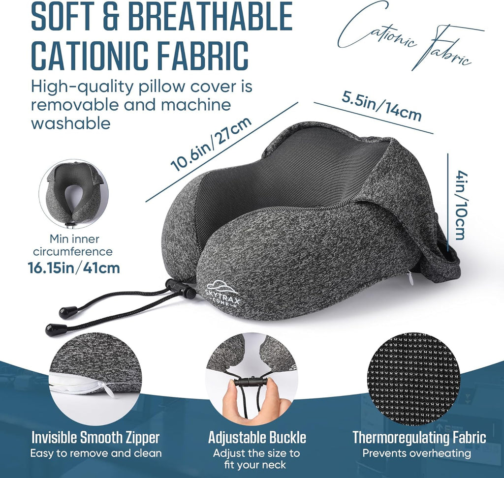 Travel Pillow with Extra Large Hood for Airplane Long Flights Privacy and Comfort Memory Foam with Skin-Friendly Cover for Road Trip…