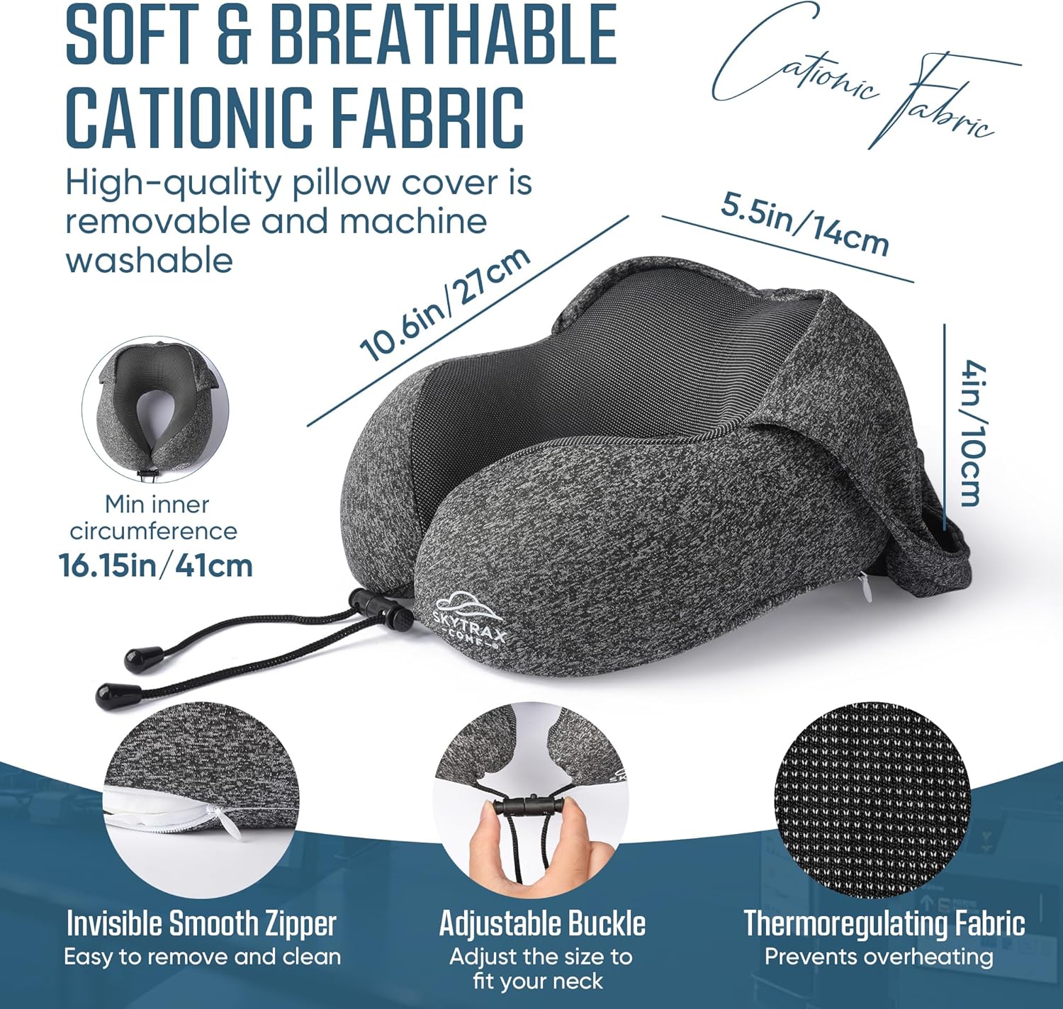 Travel Pillow with Extra Large Hood for Airplane Long Flights Privacy and Comfort Memory Foam with Skin-Friendly Cover for Road Trip…