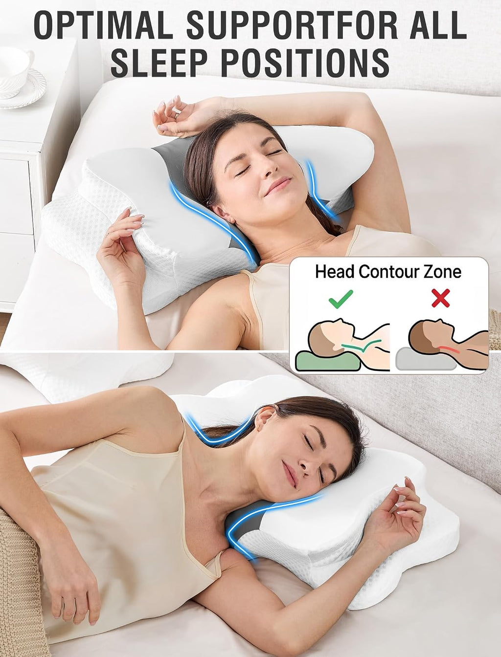 Dissa Cervical Neck Pillow for Side Sleepers Ergonomic Contour Memory Foam Pillow with Adjustable Orthopedic Neck Support for - Gift for Ch…