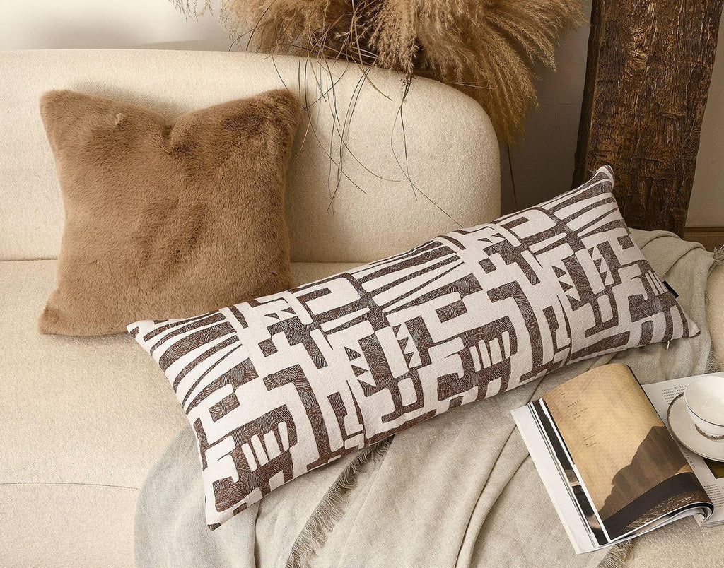 Aibuhome Long Lumbar Pillow Cushion Cover 14x36, Double Sided Modern Geometric High-Density Jacquard Polyester Pillow Cover for Sofa, Bed,…