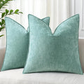 decorUhome Summer Couch Euro Sham Throw Pillow Covers 22x22 Set of 2, Decorative Soft Velvet Modern Cozy Chenille Pillow Cases with Elegant…