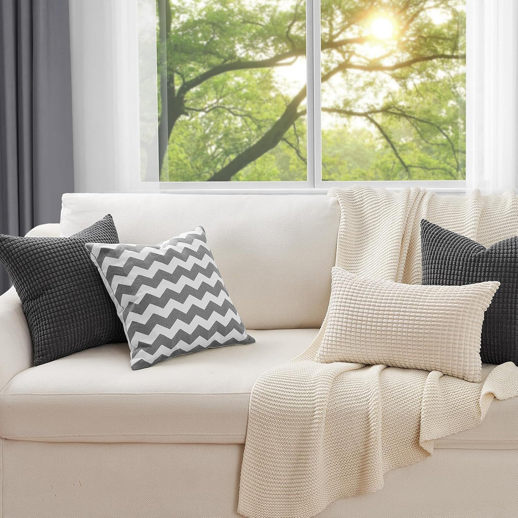 Topfinel 4 Packs Dark Grey Decorative Throw Pillow Covers 18x18 Inch for Living Room Couch Bed, Rustic Modern Farmhouse Home Decor, Soft Co…
