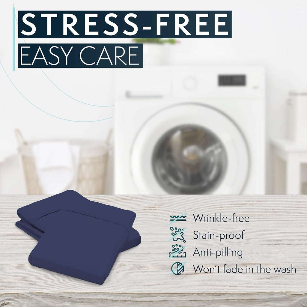 HCCollection HC Collection King Pillow Cases Set of 2- Microfiber, Extra Soft Pillowcases - easy maintenance & Machine Washable - Navy white