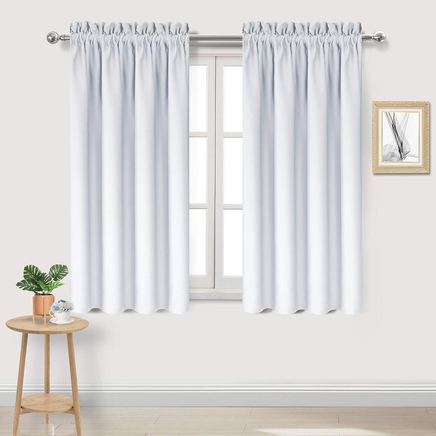 Dwcn Blackout Curtains Thermal Insulated Energy Saving Bedroom and Kitchen Curtains Window Treatments, W 38 x L 45 Inch, Set of 2 Greyish W…