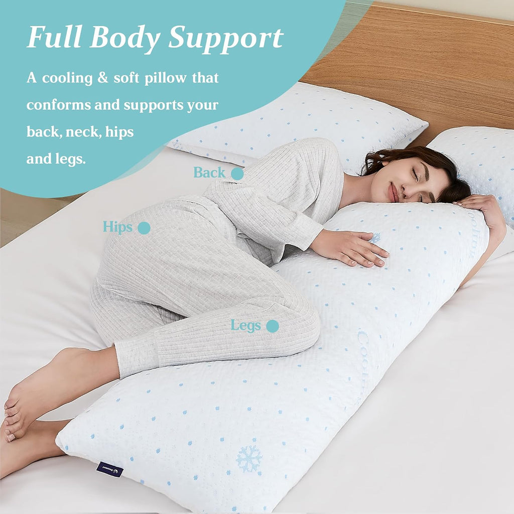 Dreamood Cooling Body Pillow Firmer 3200g 100% Shredded Memory Foam Body Pillows for Adults Side Sleeper Pregnancy Full Body Pillow 20x54 i…