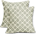 Sage Green Floral Pillow Covers 18x18 Inch Set of 2, Vintage Flower Block Print Pattern Decorative Throw Pillowcases Outdoor Farmhouse…
