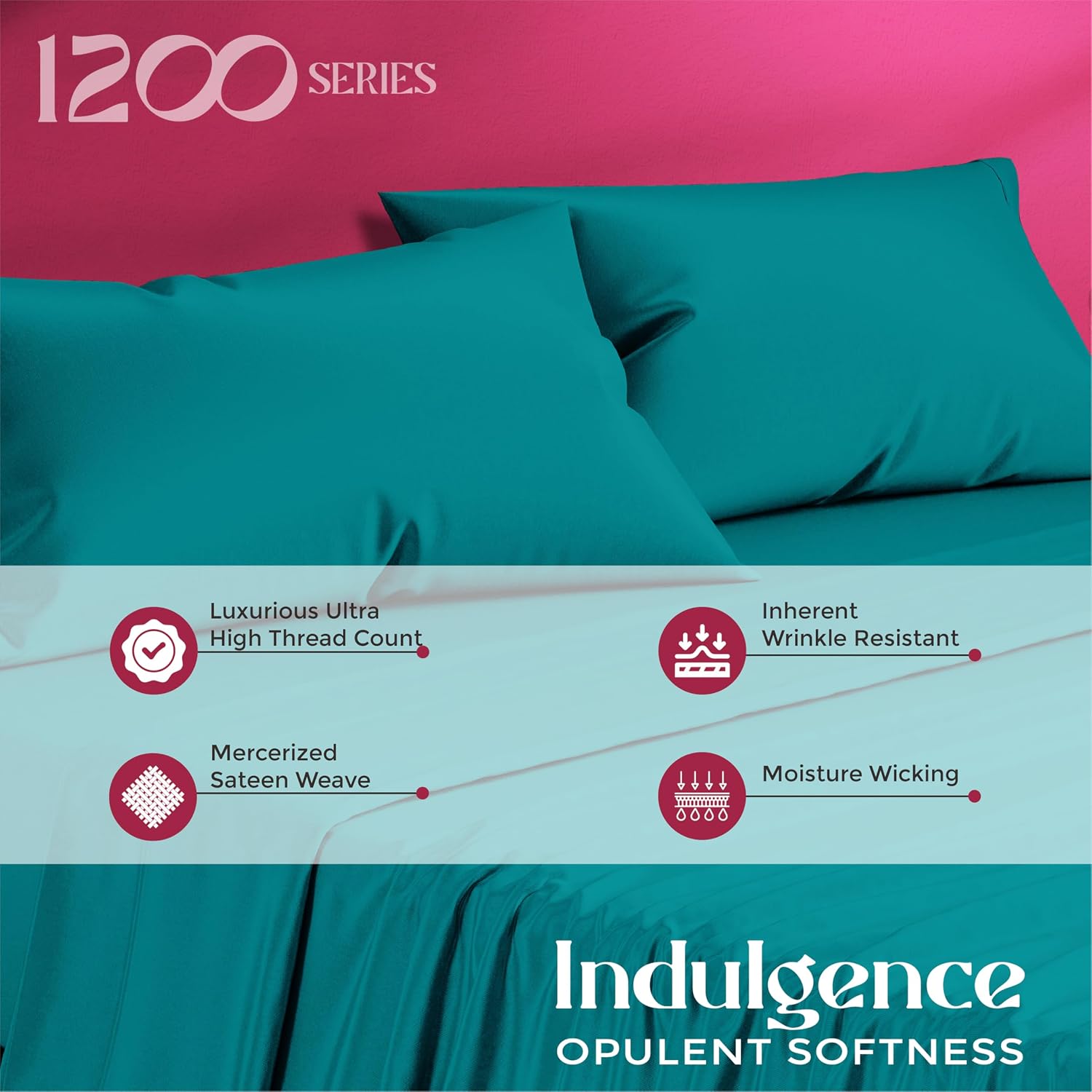 Mayfair Linen 100% Egyptian Cotton Pillow Cases Queen Size Set of 2 - Luxury 1200 Series Standard/Queen Pillow Cases (Teal), Silky Soft…