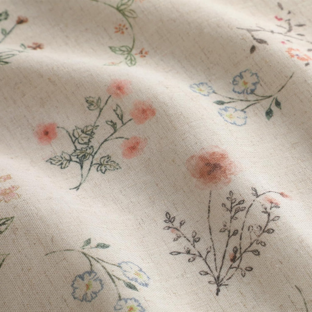 XOGUIBO Farmhouse Floral Curtains 96 Inches Long 100% Blackout Living Room Drapes, Linen Blend Bohemian Window Curtain Panels with T…