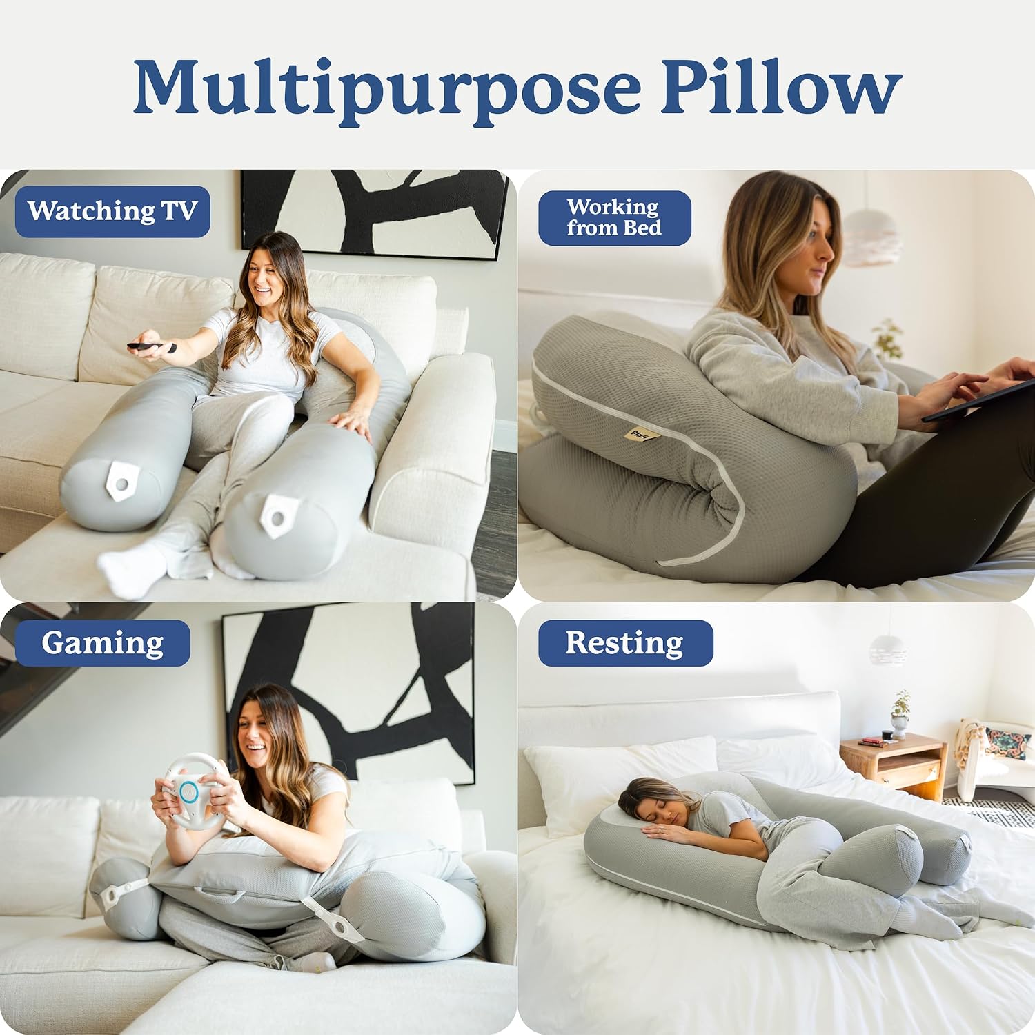 Plufl Hugl Cooling Body Pillow for Adults Made with CloudSupport Fill | U Shaped Maternity Pillows Great for Side Sleepers & Pregnant…