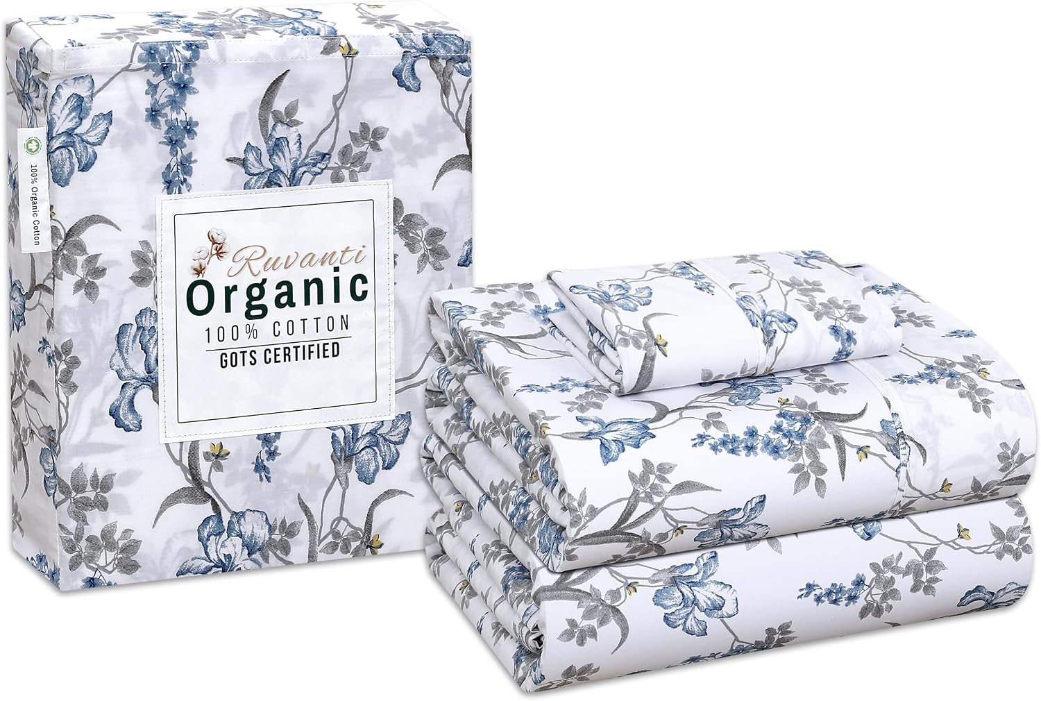 Ruvanti 100% Cotton Organic Percale Sheets Twin Size – Crisp Cooling Bed Sheets for Hot Sleepers, Deep Pocket 15”, Soft Peach Finish, Breat…