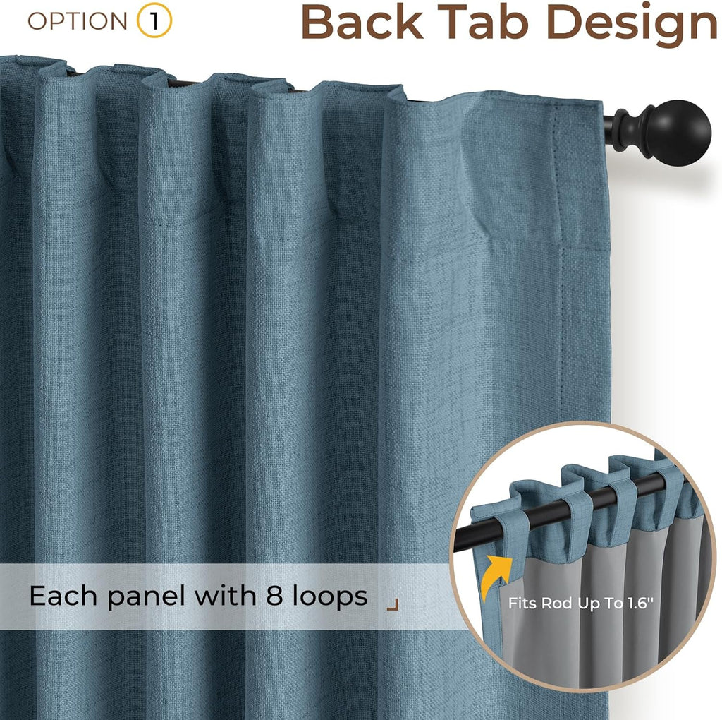 Inovaday 100% Blackout Curtains 108 Inches Length 2 Panels Set, Back Tab/Rod Pocket Linen Black Out Curtains for Bedroom, Thermal Insulated…