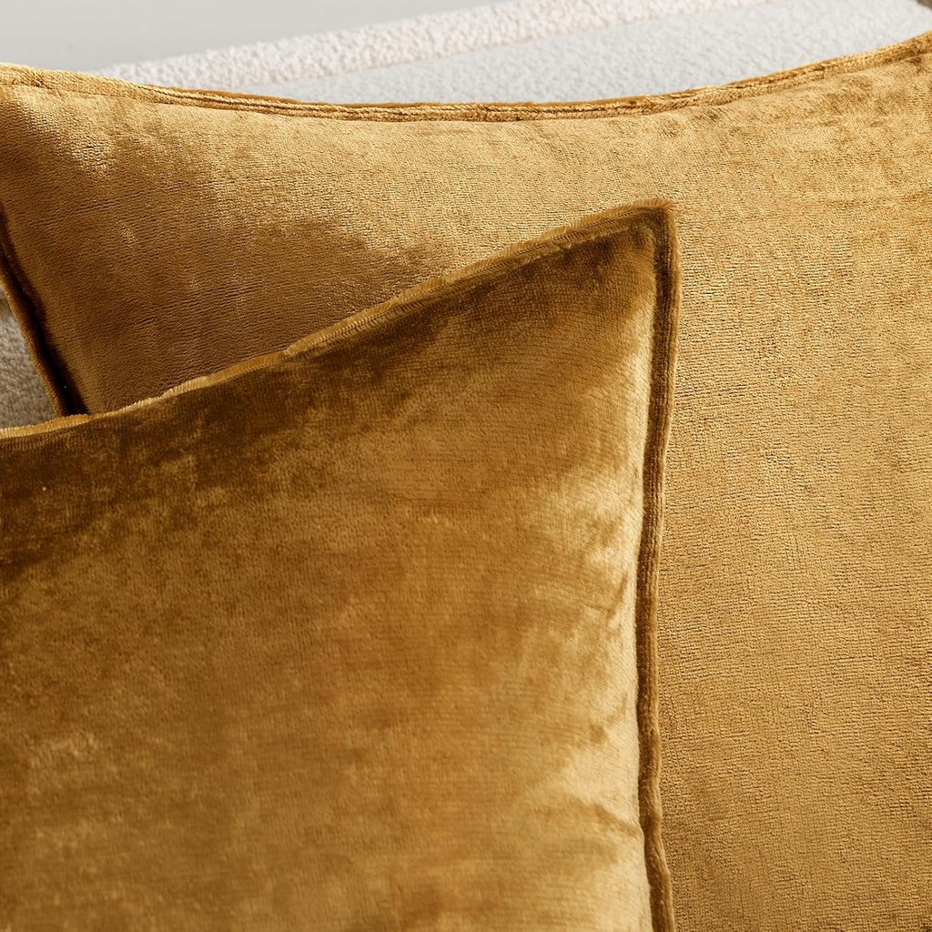 Miulee Dark Gold Velvet Throw Pillow Covers 20x20 Soft Decorative Solid Square Cushion Cases Pack of 2 Modern Luxury Home Decor for Couch,…