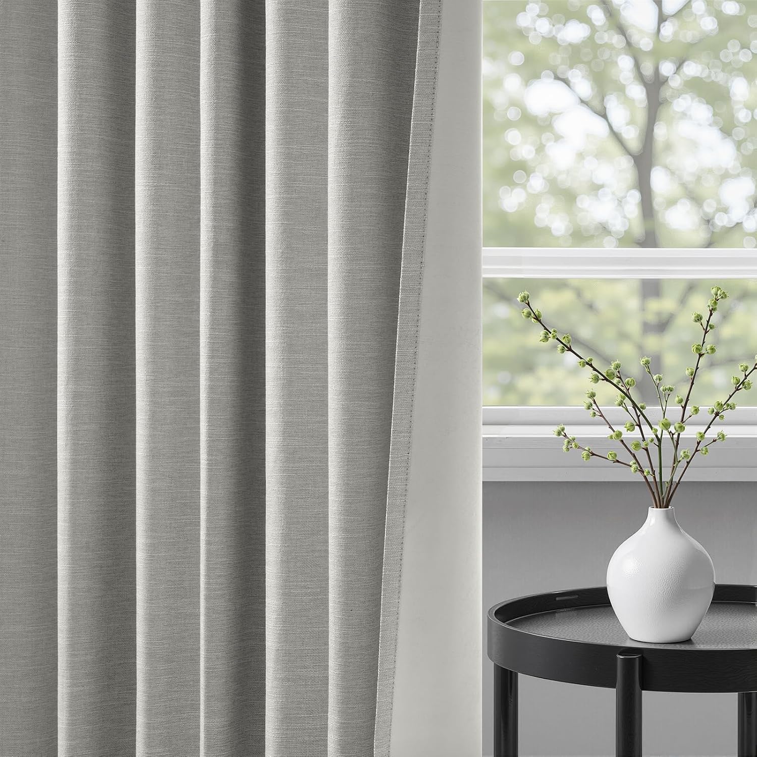 Topfinel 92 Inch Linen 100% Blackout Curtains 2 Panels for Living Room Bedroom Thermal Insulated Total Black Out Linen Drapes with Back Tab…