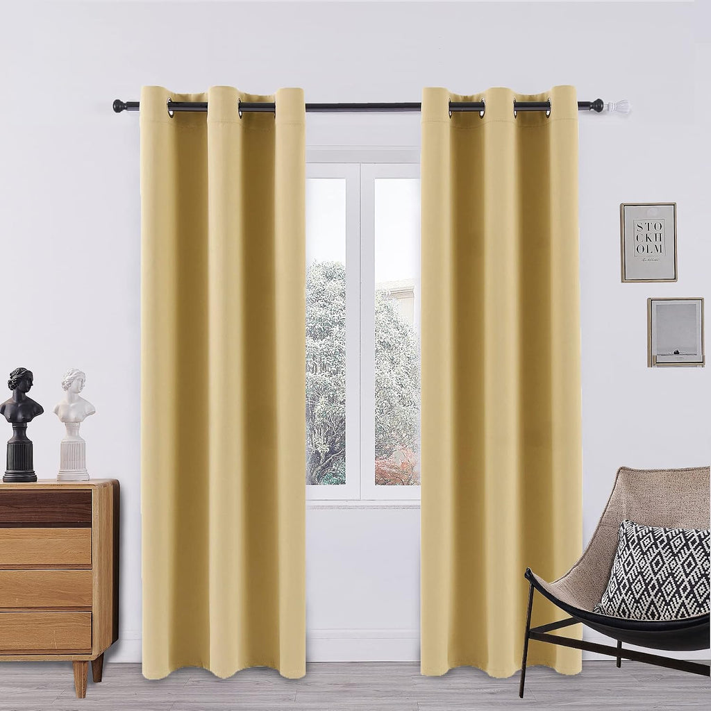 Pickluc Blackout Curtain Panels with Grommet, Light Blocking Drapes for Bedroom, Thermal Insulated, Noise Reduction, Privacy Protection, 42…