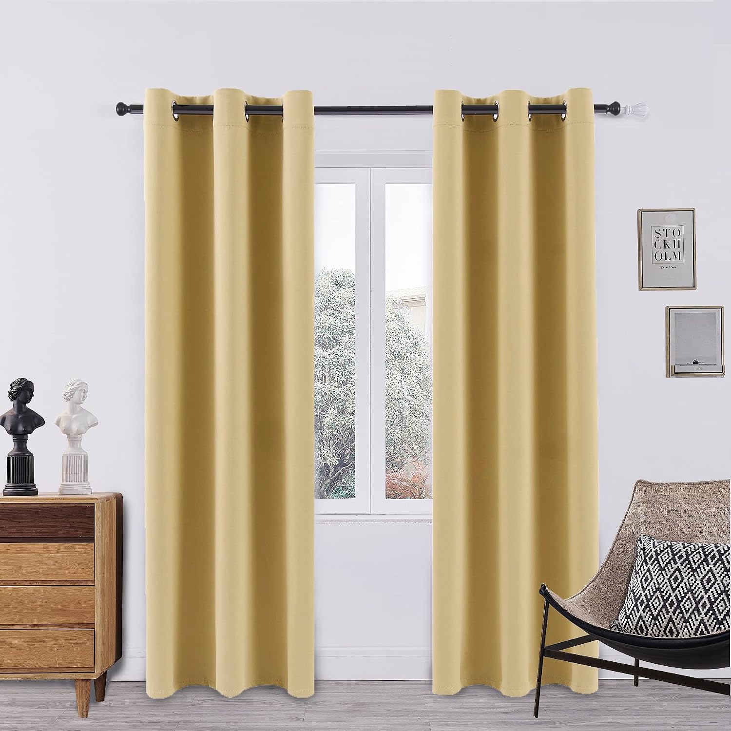 Pickluc Blackout Curtain Panels with Grommet, Light Blocking Drapes for Bedroom, Thermal Insulated, Noise Reduction, Privacy Protection, 42…