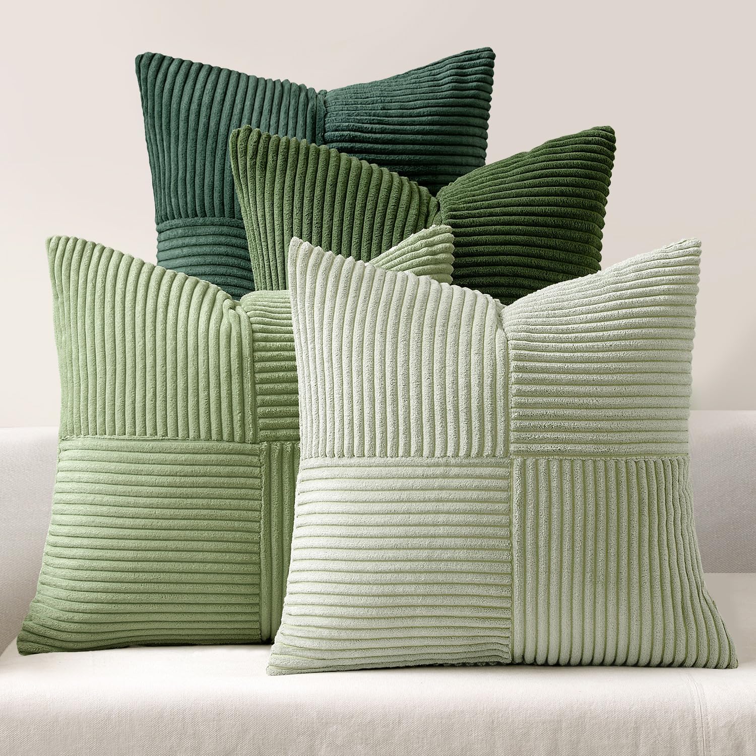 Miulee Spring Green Decorative Throw Pillow Covers 24x24 Inch Set of 4 Boho Farmhouse Cushion Covers Mordern Nordic Pillow Cases Soft Cordu…