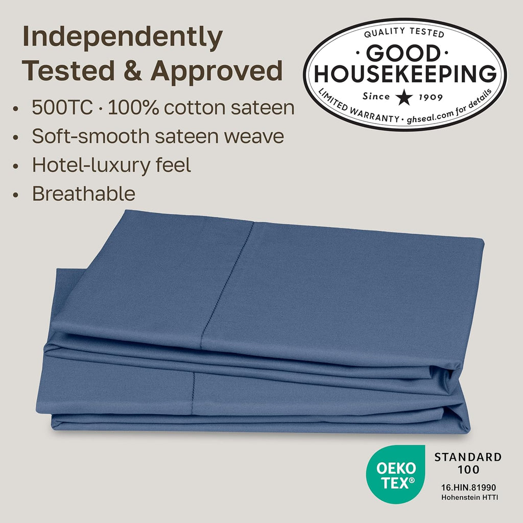 CALIFORNIA DESIGN DEN Soft & Silky 500 Thread Count 100% Cotton Sateen, Cool & Smooth with A Classic Opening, Set of 2 King Pillow Cases…