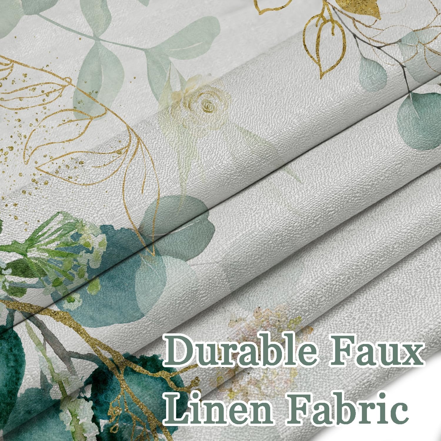 Eucalyptus Green Curtains 84 inch Long 2 Panels 100% Blackout Curtains Spring Botanical Floral Pattern Grommet Thermal Insulated Linen…