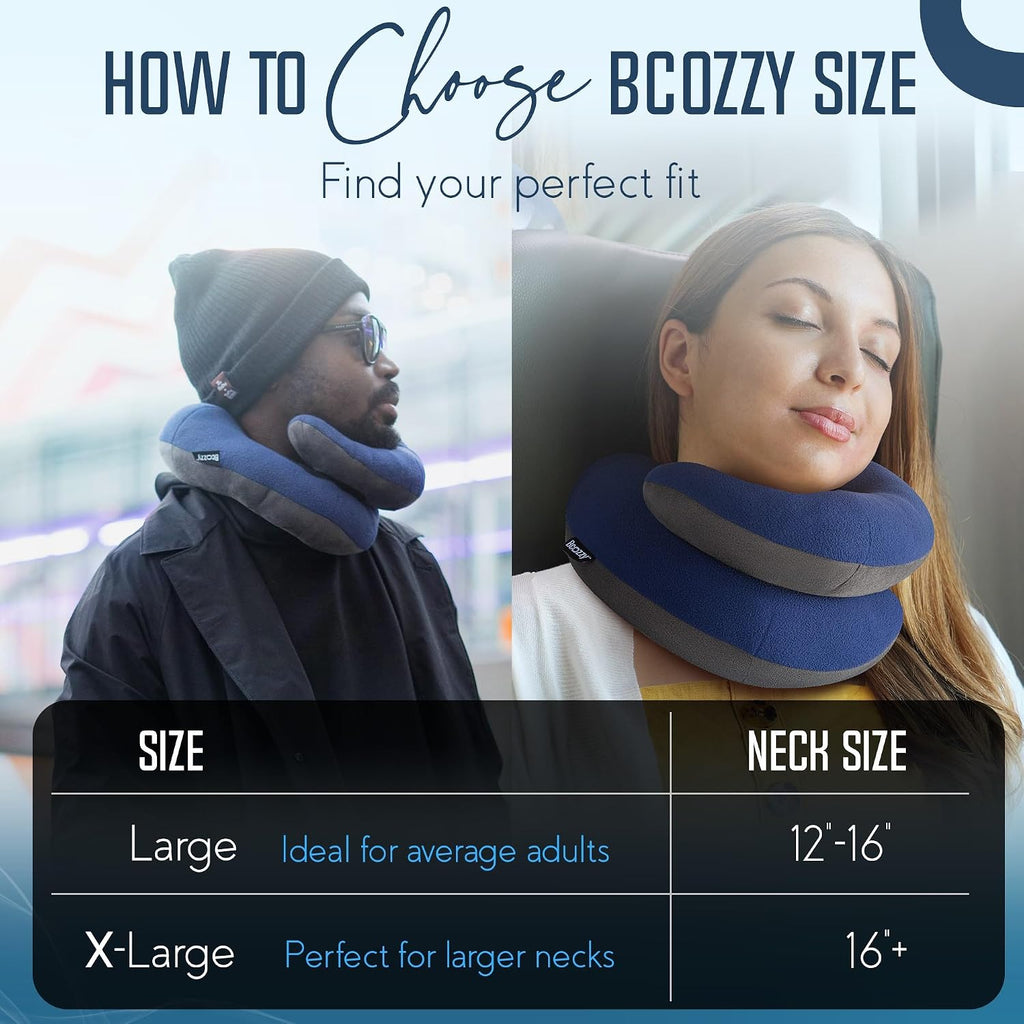BCOZZY Travel Neck Pillow for Airplane – Patented Double Support for Head, Neck, and Chin. Best for Long Flights, Plane Sleeping & Car…