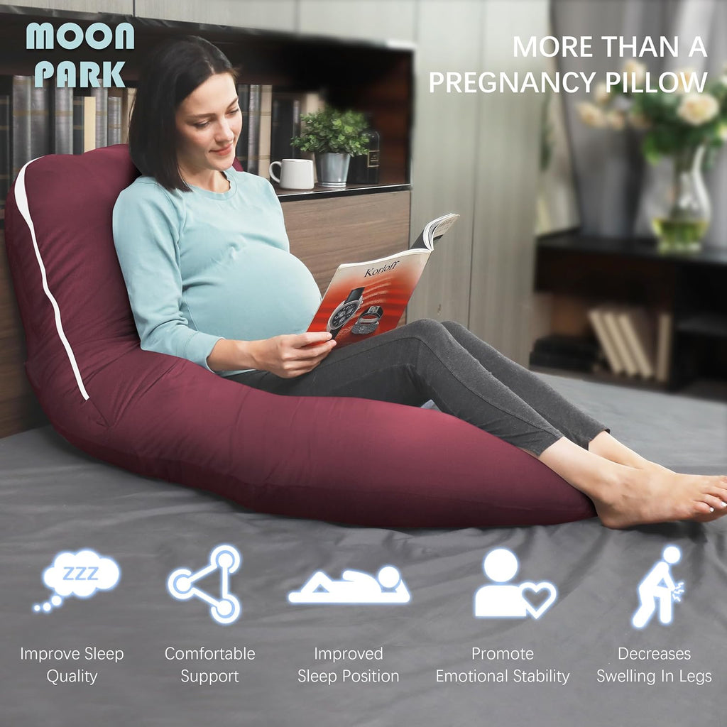 Moonpark MOON PARK Pregnancy Pillows for Sleeping - U Shaped Full Body Maternity Pillow with Removable Cover - Support for Back, Legs, Bell…