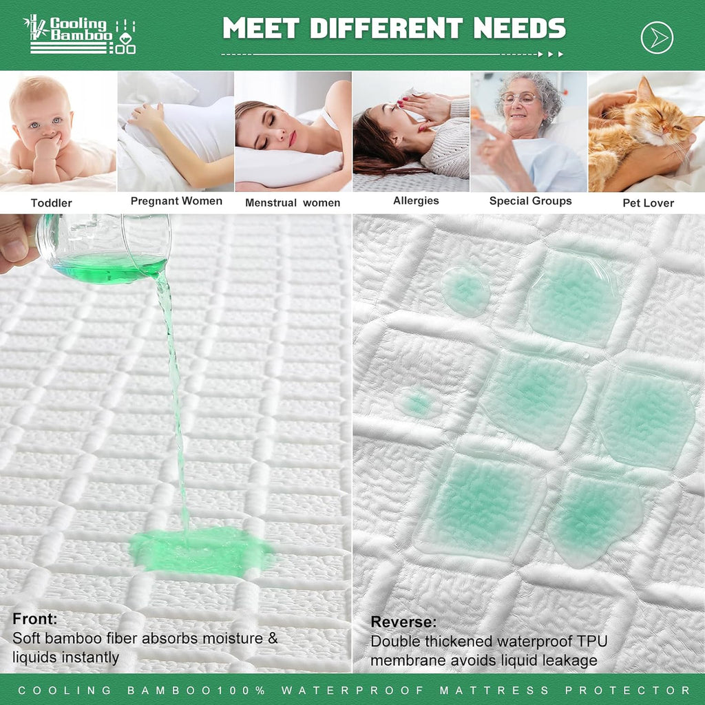 Unilibra Twin XL Size Waterproof Mattress Protector, 3D Air Rayon Made from Bamboo Cooling Mattress Cover, Breathable Deep Pocket Mattress…
