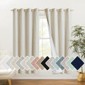 NICETOWN Natural Bedroom Full Blackout Linen Curtain Panels Set of 2, 52" by 72", Cold Reducing Thick Insulated Classic Grommet Blackout…