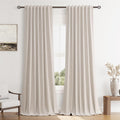 Guken 100% Blackout Curtains 90 Inch Length 2 Panels Set for Living Room Bedroom Back Tab Thermal Insulated Black Out Linen Drapes Room Dar…