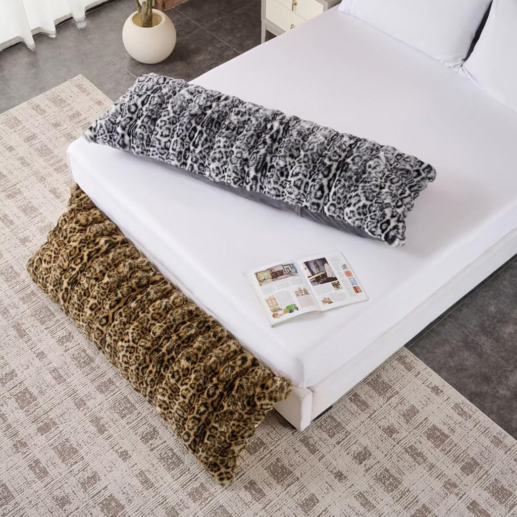 20"x54"Luxury Shaggy Faux Fur Body Pillow Cover, Bubble Fluffy Plush Bed Body Pillowcase with Zipper Closure, Plush Long Pillow Cover for…