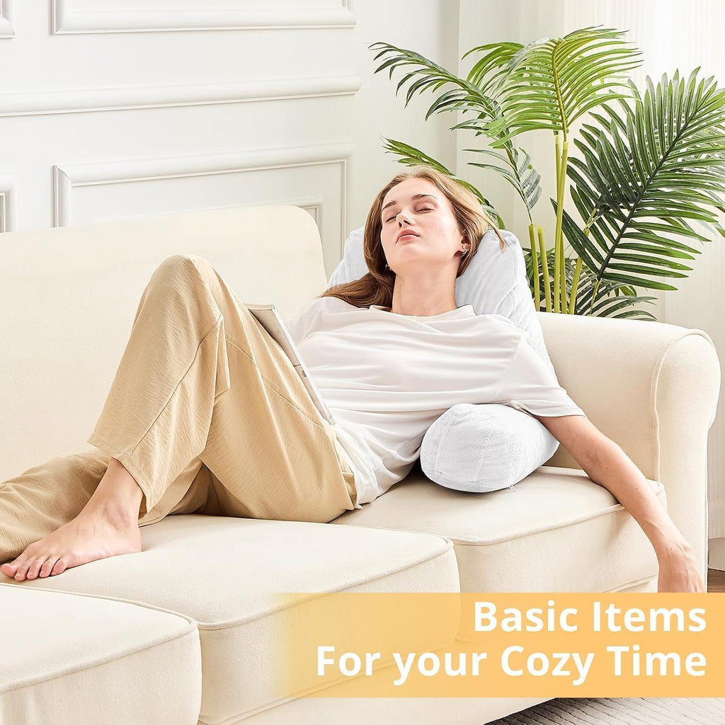 Sasttie Reading Pillow, Velvet Back Pillow for Bed Sitting Up, Adult Back-Rest Support Cushion with Arms for Sit Up on Couch, Sofa, and…