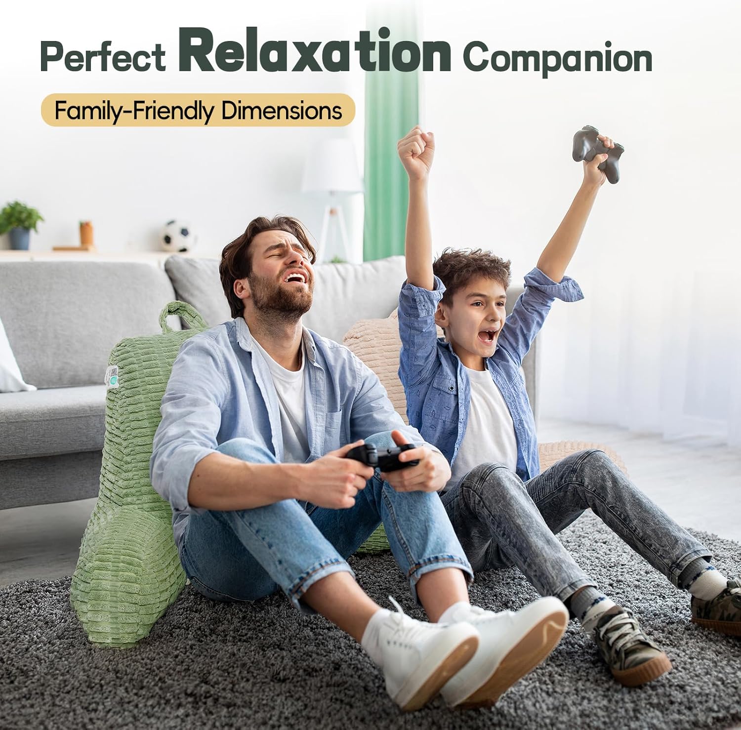 Luisof 21" Higher Large Reading Pillow for Bed Adult, Back Pillow for Bed Sitting Up with Memory Foam Back Support with Arms Rest for Couch…
