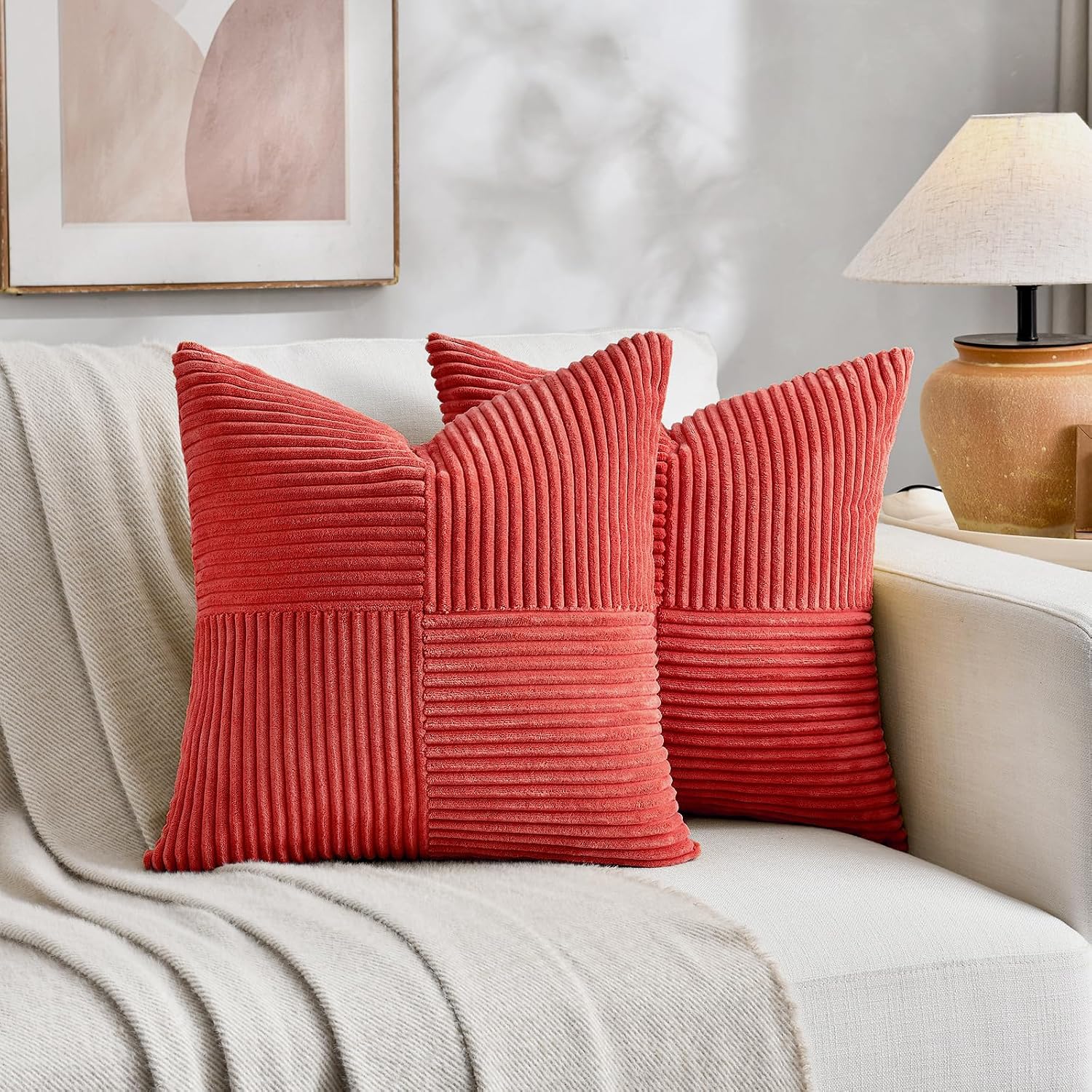 Fancy Homi 2 Packs Red Decorative Throw Pillow Covers 20x20 Inch for Living Room Couch Bed Sofa, Holiday Christmas Home Decor Gift, Soft…