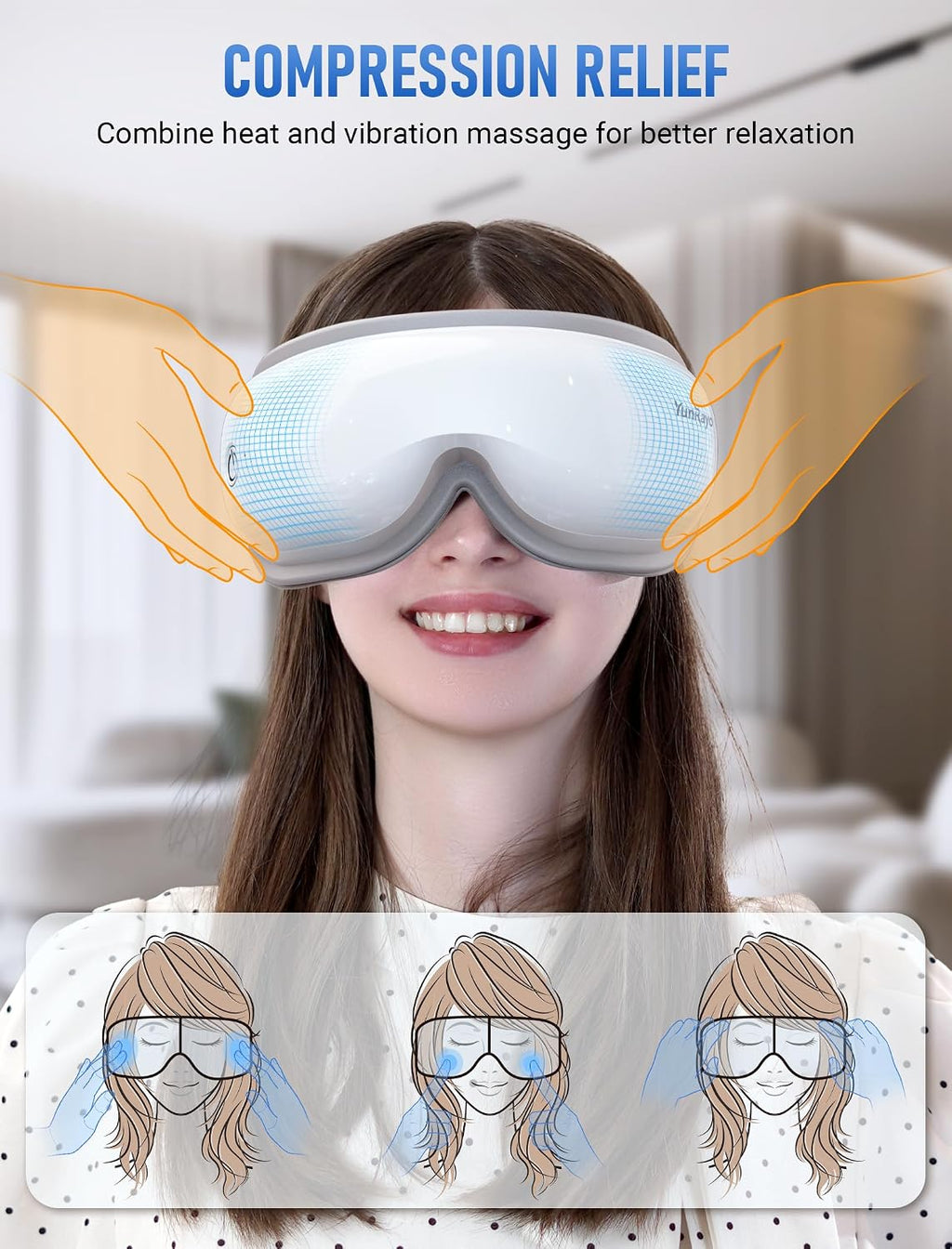 YunRayo Eye Massager with Bluetooth Music, Heating & Vibration-Wireless Massage Mask for Relieving Dry Eyes, Eye Strain & Headaches,…