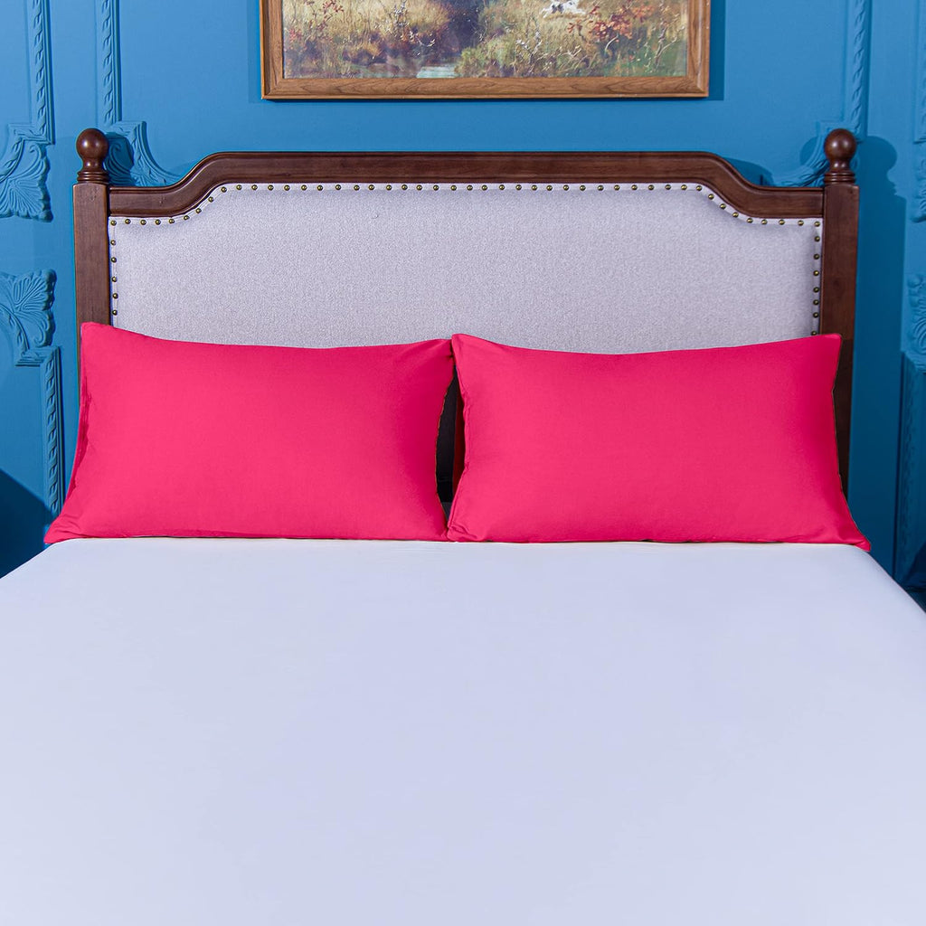 Ntbay King Pillowcase Set - 2 Pack Brushed Microfiber 20x40 Pillowcases - Soft, Wrinkle-Free, Fade-Resistant, Stain-Resistant, Magenta Pill…