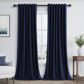 Guken Navy Blue 100% Blackout Curtains 84 Inch Length 2 Panels Set for Living Room Bedroom Back Tab Thermal Insulated Black Out Linen Drape…