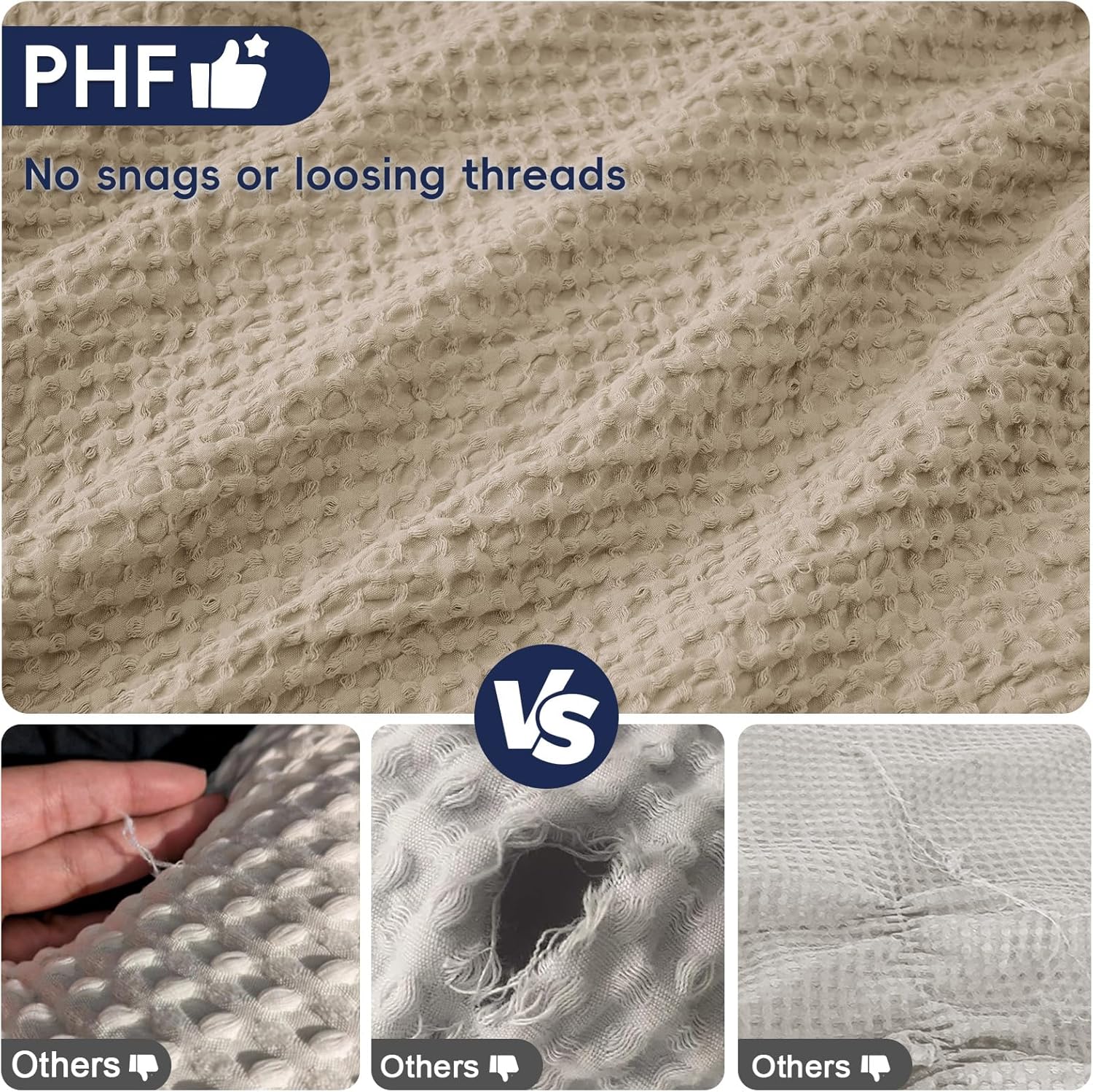 Phf Ultra Soft Waffle Weave Body Pillowcase with Zipper, No Insert, 1Pack 20" x 54" Pillow Sham, Breathable & Skin-Friendly Body Pillow cas…