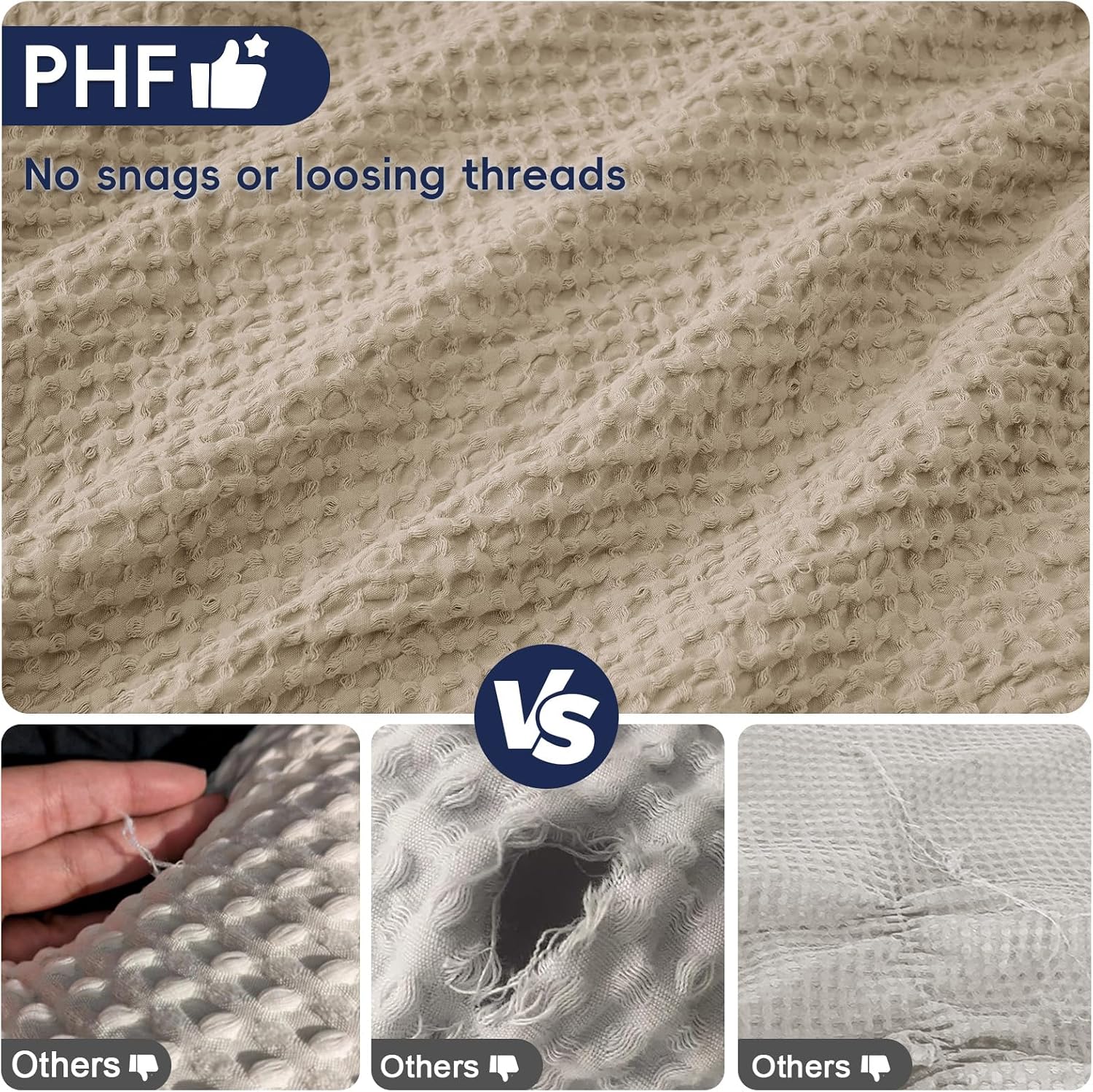 Phf Ultra Soft Waffle Weave Pillow Shams Standard Size, No Insert, 2 Pack 20" x 26" Pillowcases, Breathable & Skin-Friendly Pillow Cases, St…